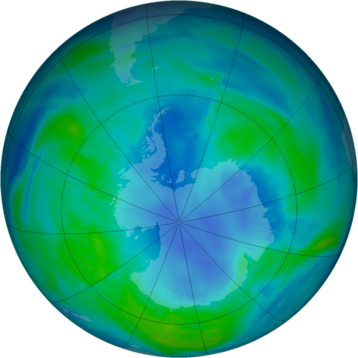 Antarctic ozone map for 22 April 1986